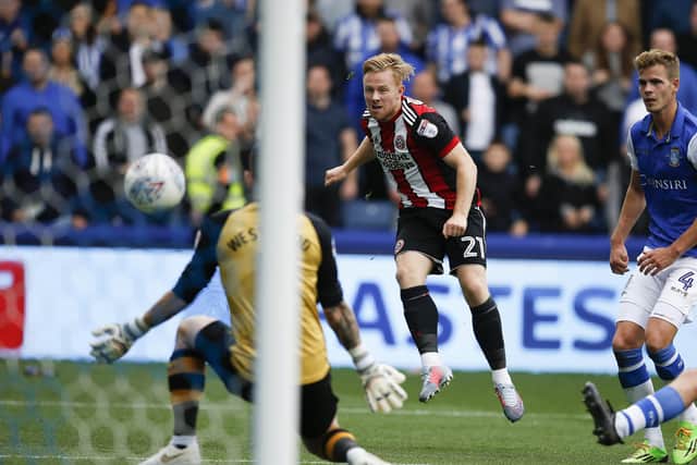 Mark Duffy scores his iconic goal for Sheffield United against Wednesday: Simon Bellis/Sportimage