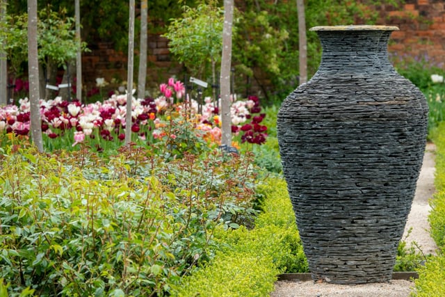 A vase sculpture at The Alnwick Garden, May 2020. Picture by Jane Coltman