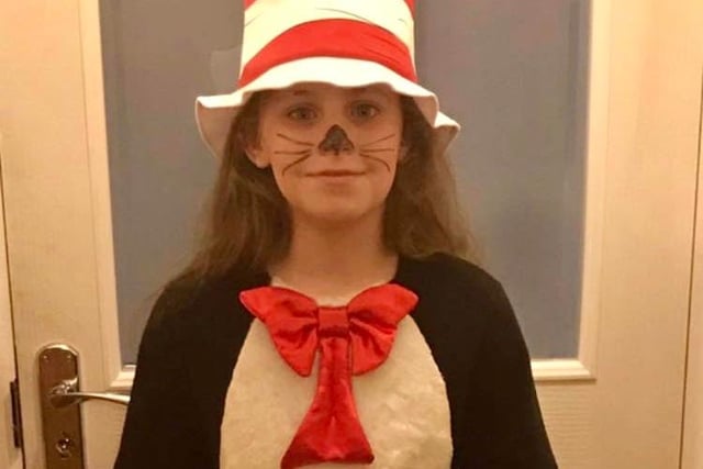 Kyla Russell, 11, from Stakes, Waterlooville, dressed up as Cat in the Hat for World Book Day.