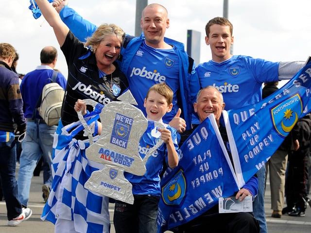 Pompey fans outside Wembley.