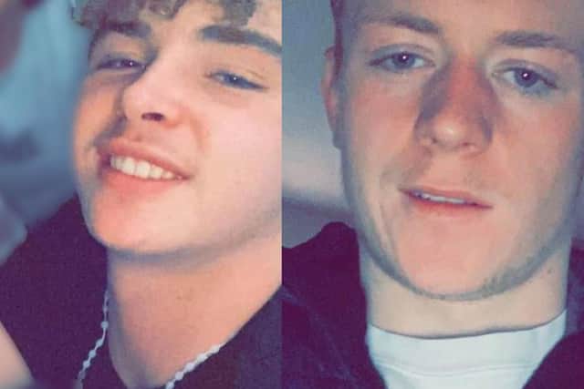 Martin Ward, left, and Mason Hall, right, died in a car crash in Kiverton Park, Rotherham, near Sheffield on Sunday evening.