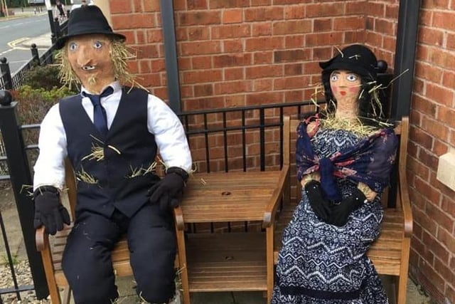 A couple of scarecrows on Sea Way created by Sandra and George Rogers.