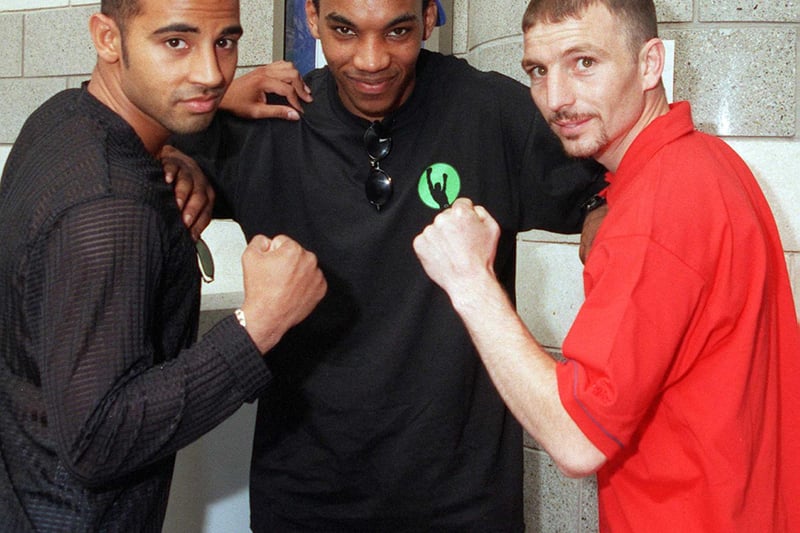 At the boxers press conference at the Doncaster Dome from the left,Dave Caldwell,Junior Witter,Terrace Gaskin back in 1999
