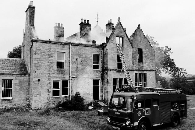 Fire at Langlee House near Jedburgh, July 1980.