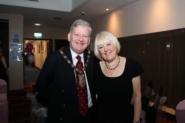 Bramoton and Walton Councillor, Martin Thacker MBE, who is also Vice Chairman and Director of Chesterfield F.C, pictured with his wife