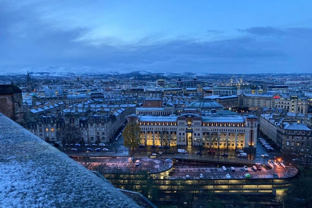 Duncan Fraser also managed to take this image of the snow-capped buildings of Edinburgh's skyline.