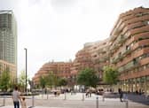 A computer generated image of the Moorfoot homes scheme, put forward by Sheffield City Council.