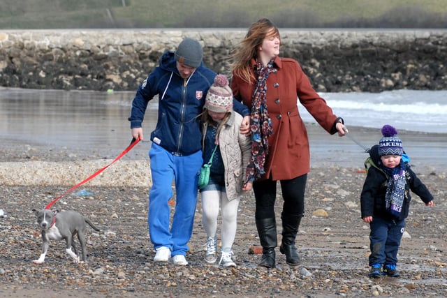 A bracing shoreline walk in 2013. Are you pictured?