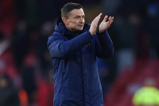 Sheffield, England, 19th February 2022.  Paul Heckingbottom manager of Sheffield Utd after the Sky Bet Championship match at Bramall Lane, Sheffield. Picture credit should read: Darren Staples / Sportimage