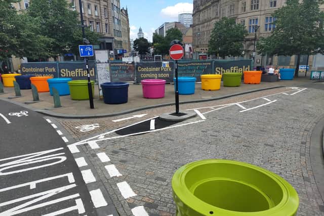 The flowerpots have been unveiled as a joint celebration for the introduction of the new Sheffield Connect bus.