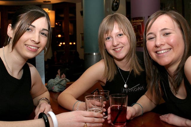 Danielle, Lisa and Sarah enjoying a night out at R.S.V.P., Sheffield, March 2004