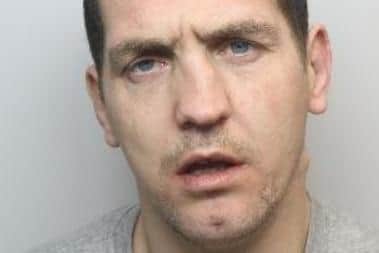 Pictured is Tyson Wardle, aged 32, of Church Street, at Greasbrough, Rotherham, who pleaded guilty to the robbery of a taxi-driver and the robbery of the delivery driver and was sentenced at Sheffield Crown Court to an extended custodial term of 117 months.