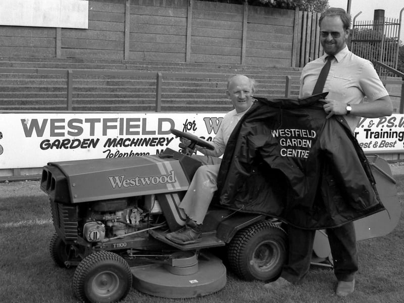 Stags groundsman Don May with his new mower.
