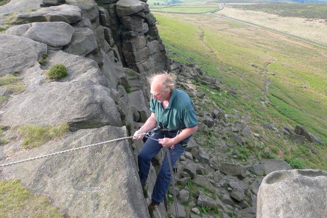 Henry Folkardon climbing on Stanage Edge in 2006