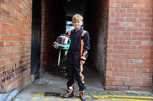 Jack Collinson, 10, took part in his first competitive go-karting drives.