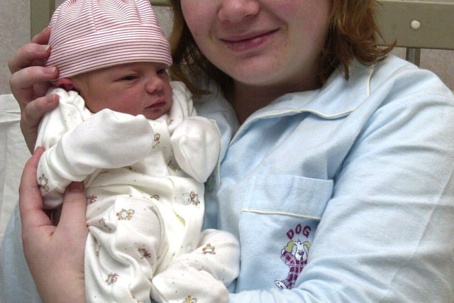 Samantha Harper and baby Thomas (6lb 2 oz) born on Christmas Day 2002