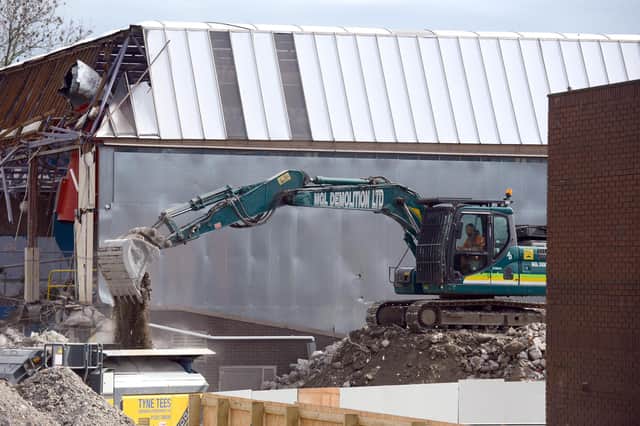 The demolition of Temple Park pool was pictured in 2019.