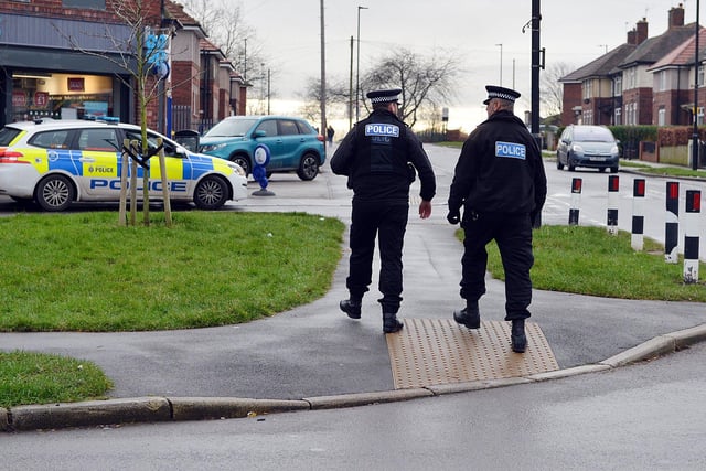 Police were pictured on patrol in Arbourthorne in January after a 12-year-old boy was seriously injured in a shooting.