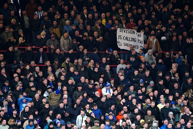 Sheffield Wednesday fans during the Sky Bet League One match at The Valley. Zac Goodwin/PA Wire.