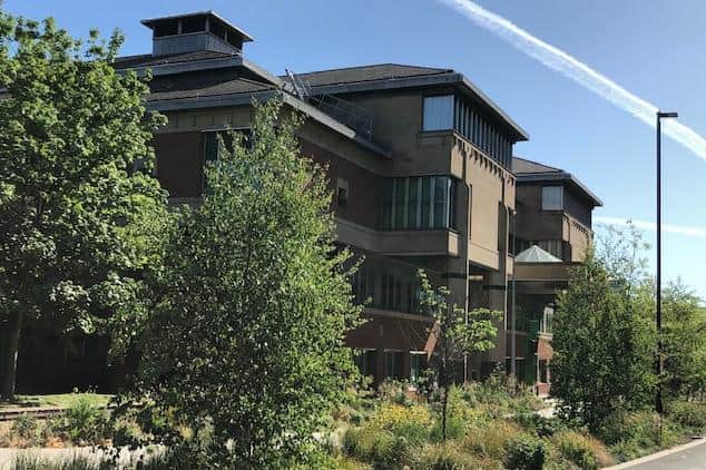 Sheffield Crown Court, pictured, has heard how a cash-strapped South Yorkshire sales executive has been jailed after he stole hundreds of pounds from his employer.