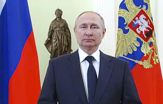 Vladimir Putin speaking on Tuesday