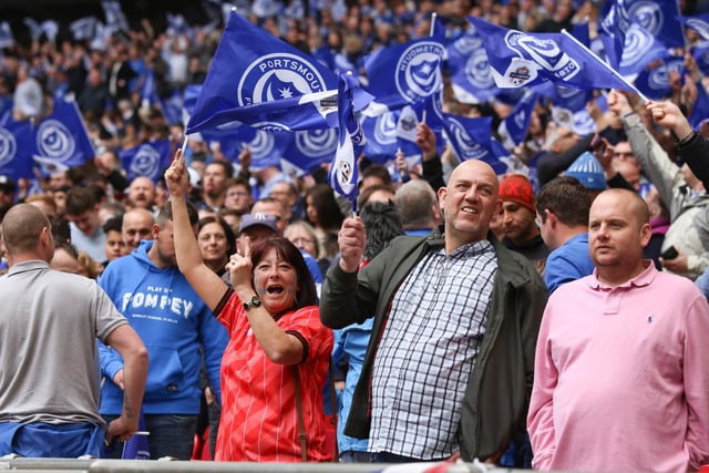 Pompey fans at Wembley in 2019.