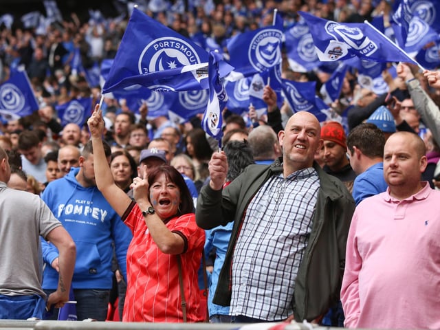 Pompey fans at Wembley in 2019.