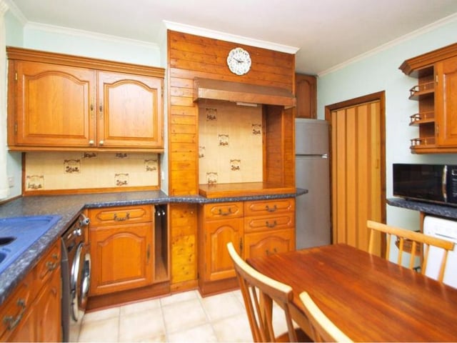 The kitchen boasts everything you need, including an integrated electric oven and grill, gas hobs with extractor over, room for a fridge freezer and plumbing for a washing machine.
