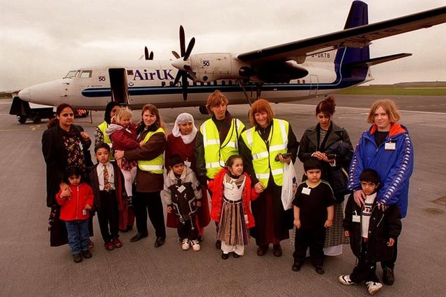 Pictured at Sheffield Airport, Tinsley, where children, parents and teachers from Tinsley Nursery and Infants school  got a VIP tour of the airport in April 1998