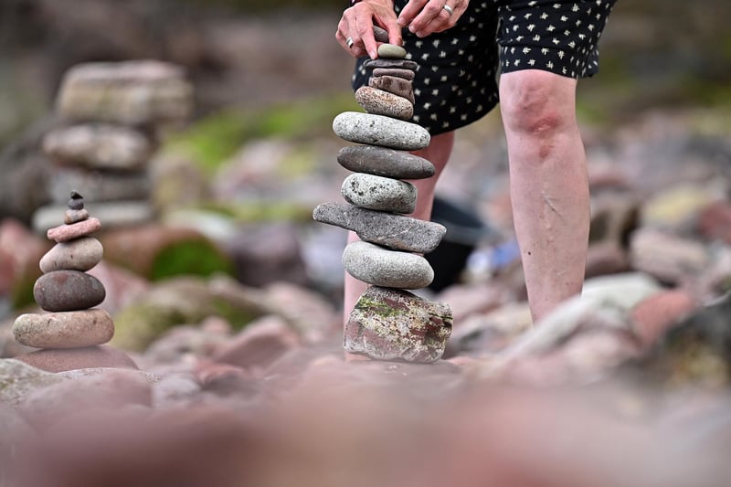 Enthusiasts take part in the European Stone Stacking Championships.