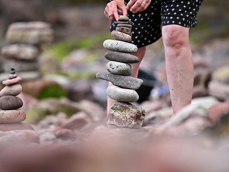 Enthusiasts take part in the European Stone Stacking Championships.
