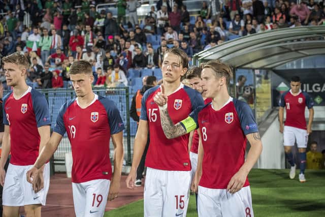 Sheffield United's Sander Berge (number 15) on duty for Norway: Trond Tandberg/Getty Images