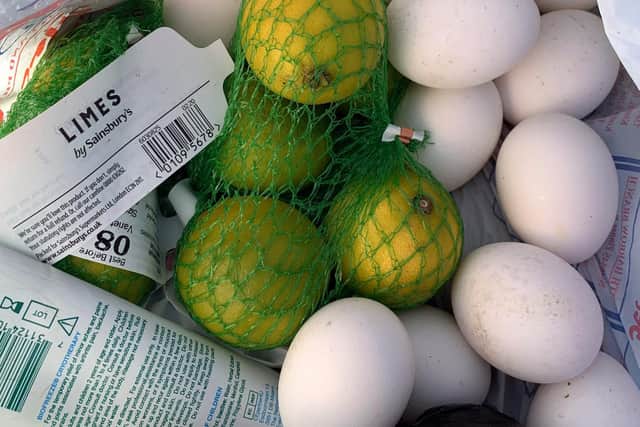Duck eggs and limes left after a wild camping evening in the Peak District.
