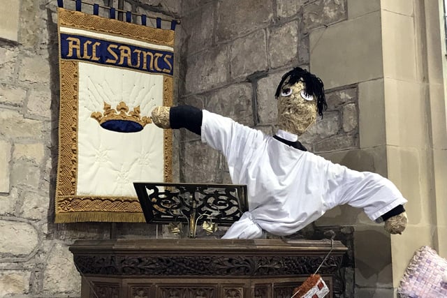 A new face in the pulpit at All Saints Church during the Rennington Scarecrow Festival in 2018.