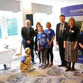 Martin McKervey High Sheriff of South Yorkshire and wife Juliet McKervey, support dog Chess, Molly Mills, Emma Mills, Master and Mistress Cutler James and Jo Tear, Rita Howson Chief Executive of Support Dogs, Paul Fletcher with support dog Marky