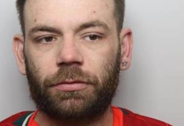Pictured is Jake Lee, aged 30, of Raybould Road, Kimberworth, Rotherham, who has been sentenced to 32 months of custody after he pleaded guilty to causing criminal damage, burglary and fraud after a raid at an elderly woman's home.