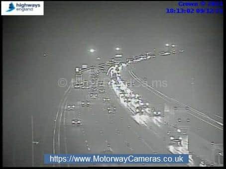 Motorists are facing delays on the M1 south near Sheffield this evening due to a collision. Picture:  Highways England