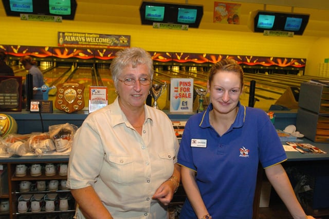Pictured at Firth Park bowling alley in 2004 were staff  LtoR Mary Crossland, and Daveen Heathcote.