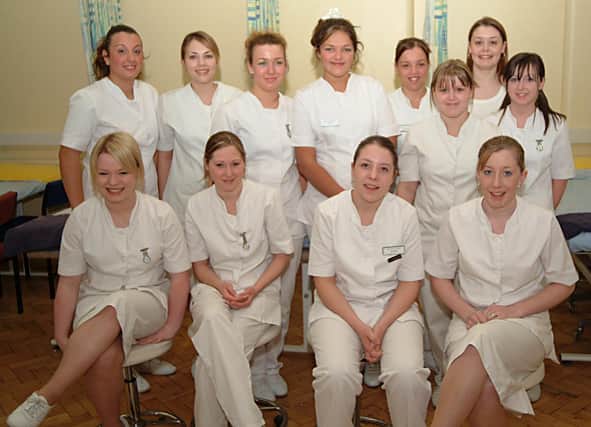 Profoundly deaf student Maisie Yates, fourth from left, has completed a level 1 Beauty course and NVQ level 2 course in Beauty Therapy alongside hearing students at Doncaster College in 2004