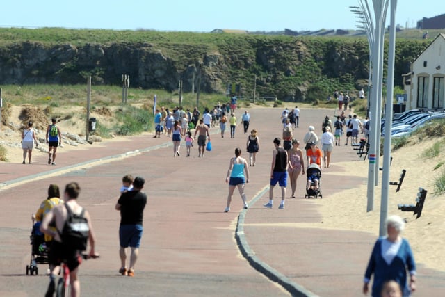 Crowds gathered at Sandaven Beach promenade on what could be one of the hottest days of the year so far.