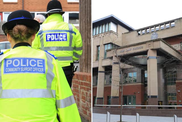 Sheffield Crown Court, pictured, has heard how a former college teacher from South Yorkshire who had 8.688 indecent images of children on electronic devices has narrowly been spared from jail.