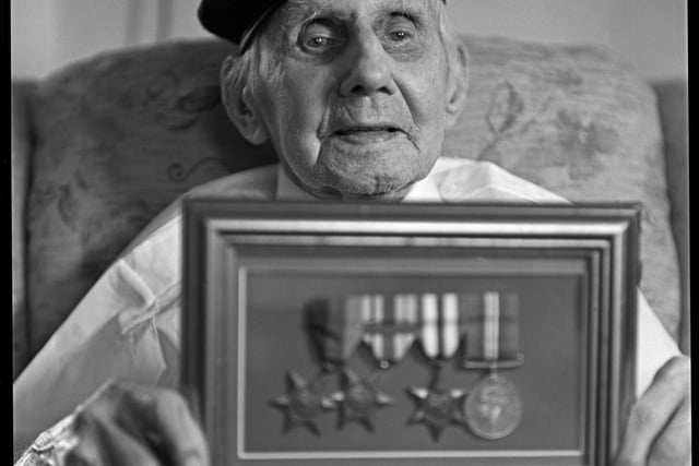 Kirkcaldy’s Jimmy Sinclair, who is Britain’s oldest surviving Desert Rat at the age of 107 . With his campaign medals which he does not wear out of respect for his fallen comrades.
