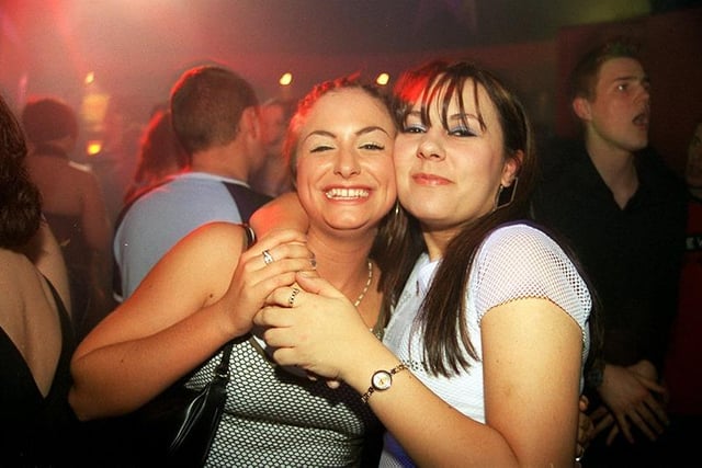 From the left - Mags and Helen at the Leadmill in April 2003