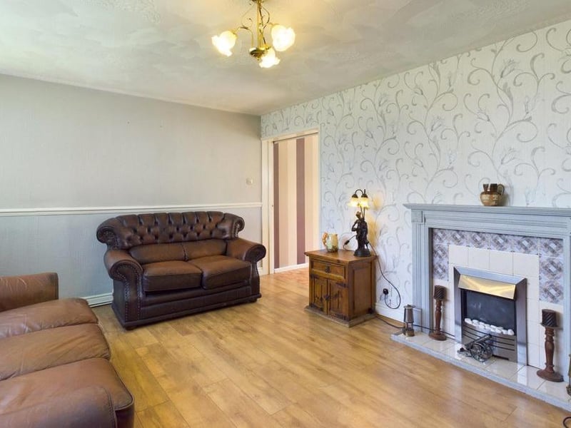 Lounge with feature fireplace