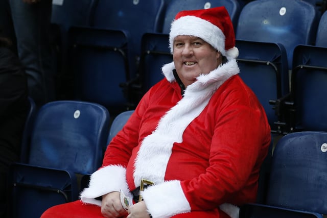 A United fan gets into the festive spirit at Deepdale in December 2017.
