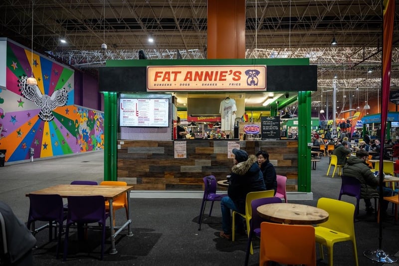 Fat Annie's, located in the food court in Leeds Kirkgate Market, has a rating of 4.5 stars from 158 Google reviews. A customer at Fat Annie's said: "What a place to grab yourself some dirty vegan junk food. Up there with the best of burgers. The fires were amazing as well. Lovely sauces. Reasonable prices."