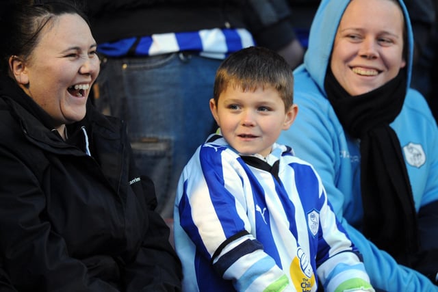 Laughing Sheffield Wednesday fans at Oakwell in 2010