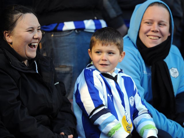 Laughing Sheffield Wednesday fans at Oakwell in 2010