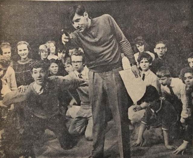 Colin George directing the action during a Saturday morning session at the Sheffield Playhouse. The Guardian, 7 October 1963.