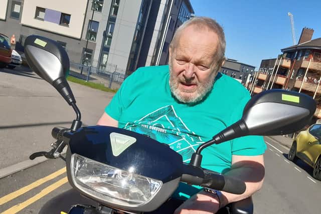 Disabled Peter Butterworth was threatened by a mugger with a knife on West Street in Sheffield - but today he has backed the efforts of South Yorkshire Police in the town in the face of limited resources.
